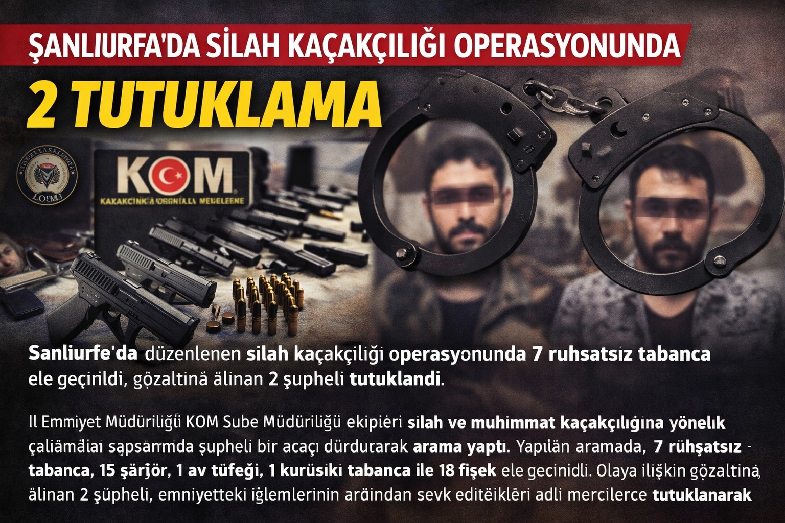 Ruhsatsız Silah Operasyonu: 2 Şüpheli Tutuklandı