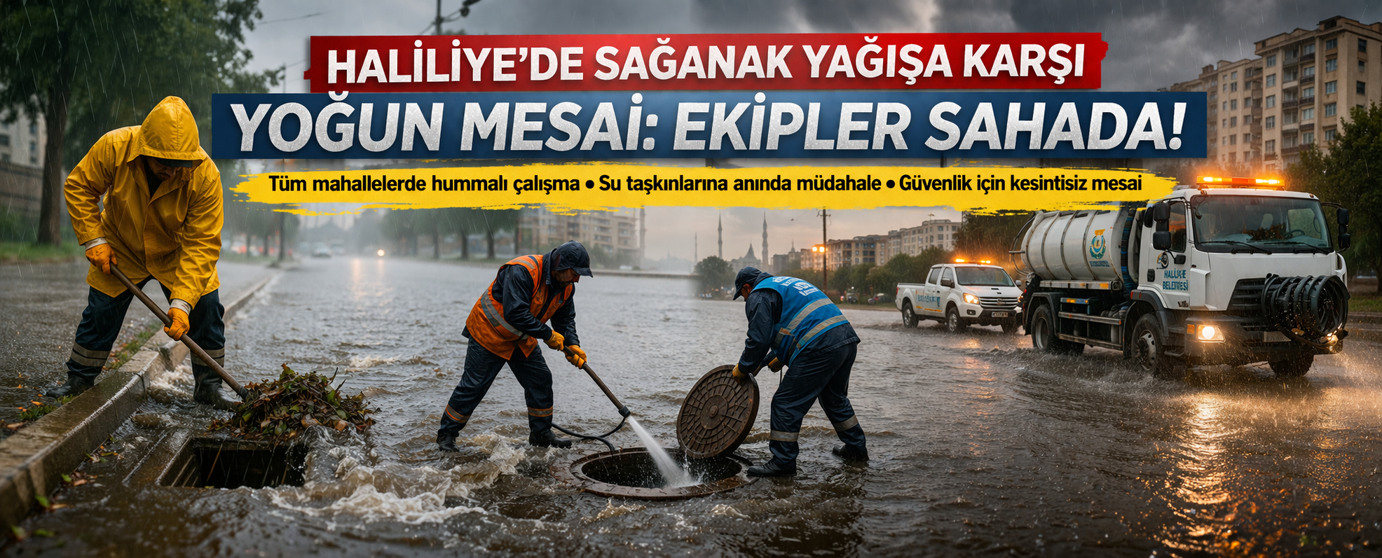 Haliliye’de Sağanak Yağışa Karşı Yoğun Mesai: Ekipler Sahada